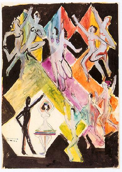 Ernst Ludwig Kirchner Design for the wall-painting Colourful-dance Germany oil painting art